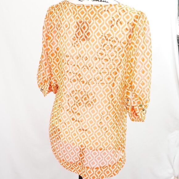 Pomelo Orange Lightweight Sheer Tunic Top, M - Picture 3 of 11